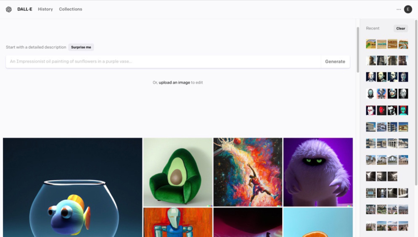 User interface dall e 2